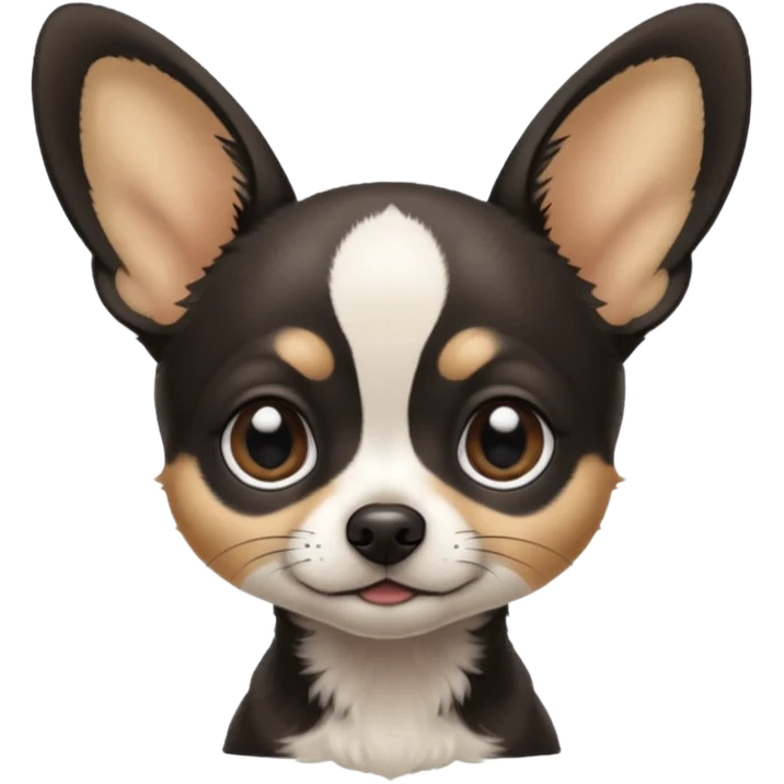 Full White and black Chihuahua - tiny, skinny and big ears emoji