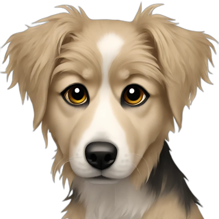 messy fur mixed breed beige black eyes dog emoji