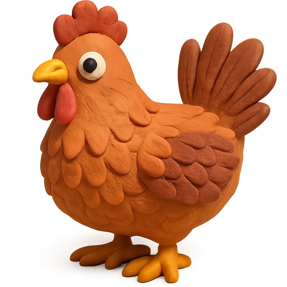 hen with detailed feathers in claymation style emoji