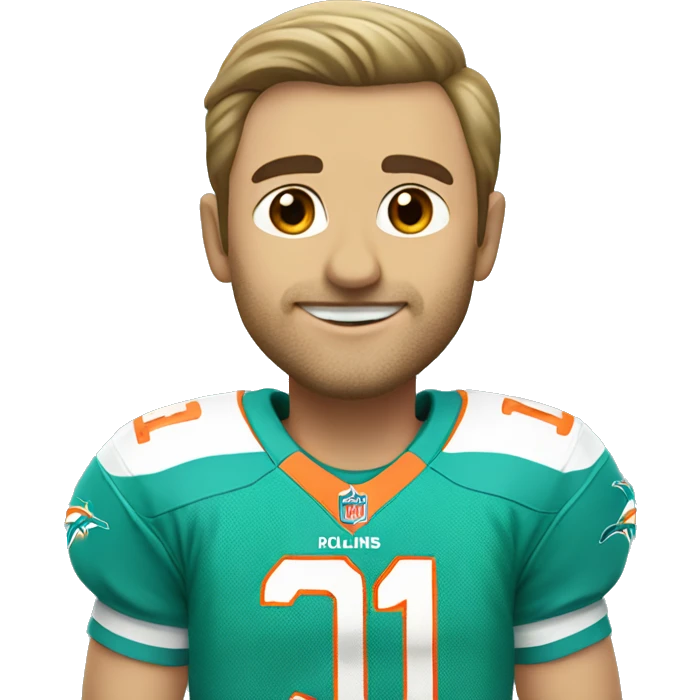 Caucasian wearing Miami Dolphins jersey with the number one on it emoji