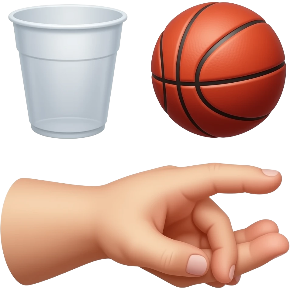 Realistic red dodgeball ball, add a plastic cup in hand emoji