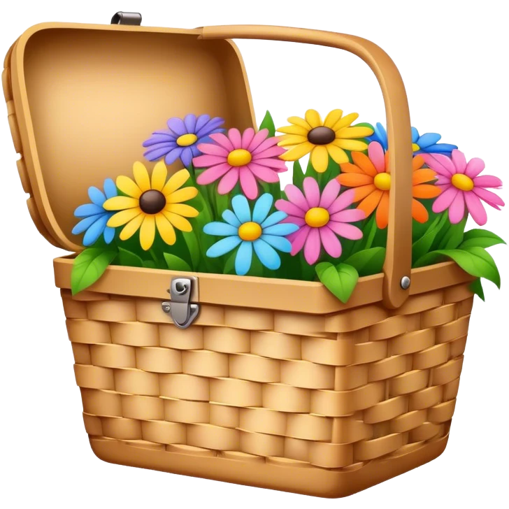 picnic basket with flowers emoji