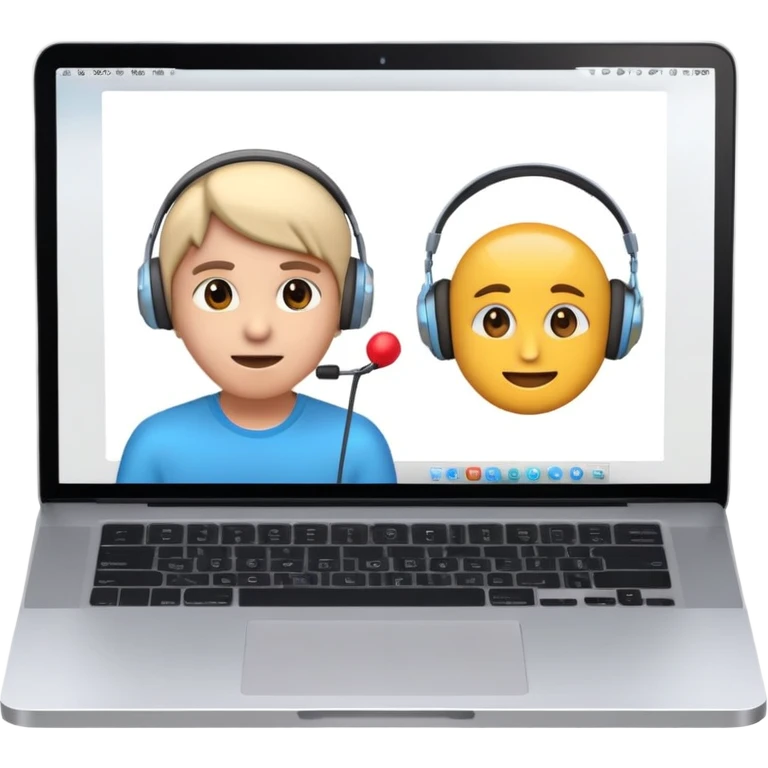 Online course, laptop screen with a person emerging teaching something. Lesson, video course, semi 3D emoji style emoji