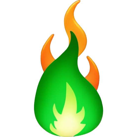 fire colored green emoji