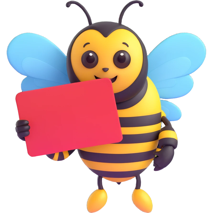 using this image, make the bee hold a red card like a referree emoji