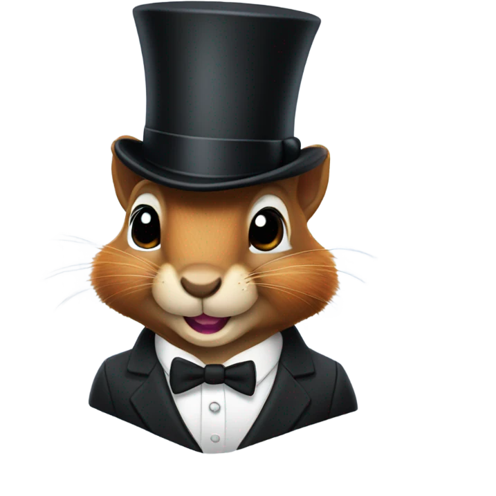 Squirrel wearing a top hat and a suit emoji