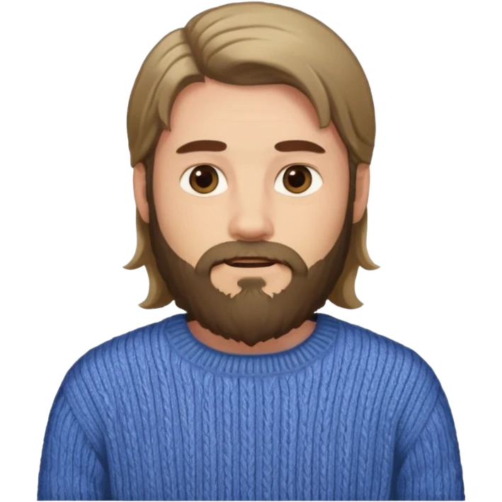 long hair bearded man sweater emoji