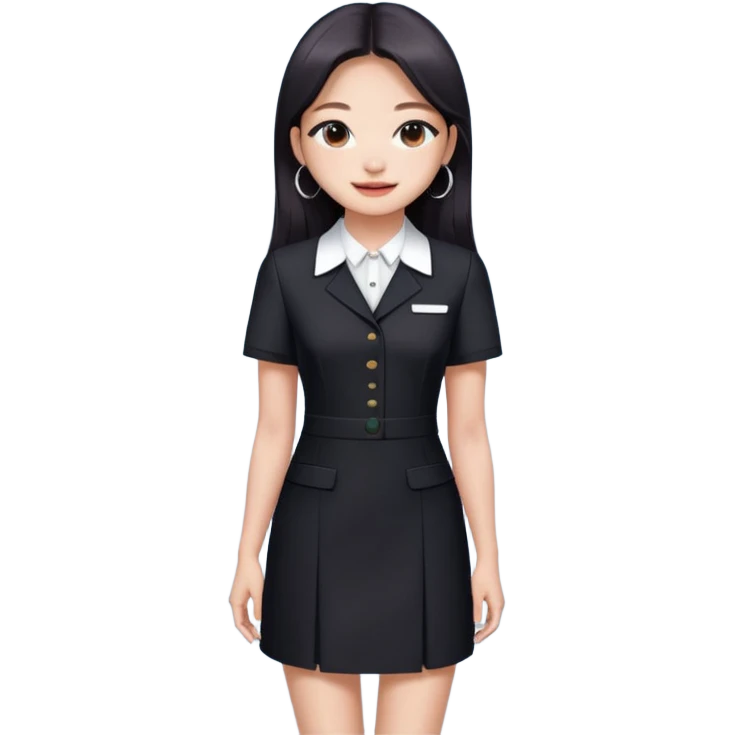 Jennie Kim from Blackpink, medium shot, wearing a stylish office dress emoji