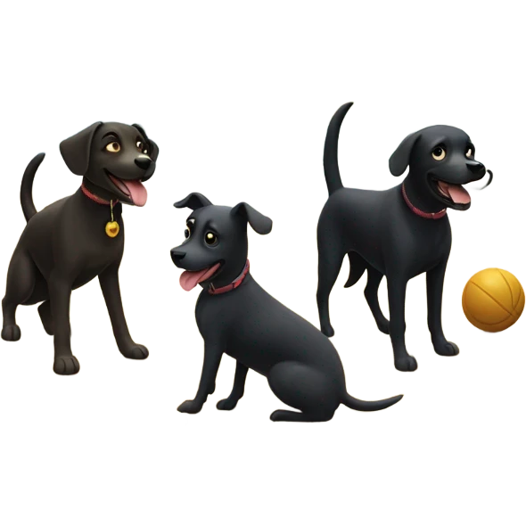 3 dogs and a black in the beach at Hawaii emoji