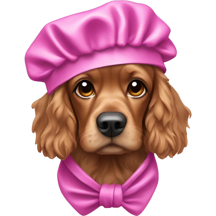 Cocker spaniel wearing shower cap emoji