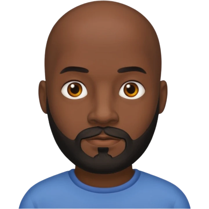 Dark skin bald man with black beard emoji