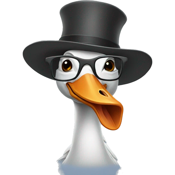 Goose with glasses and a hat emoji