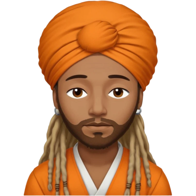 Brownskin man with long dreadlocks add a white turban on his head orange shirt sleeping with zzz above his head emoji