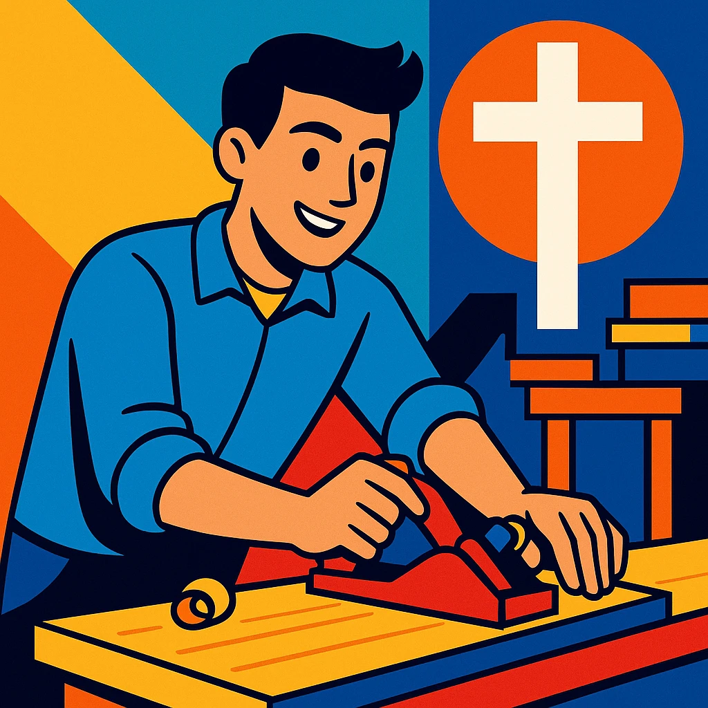modern Christian vocational animation inspired by Brother Gabriel Taborin, contemporary style, elements of faith, youth, dynamism, vivid colors, integrated Christian symbol emoji