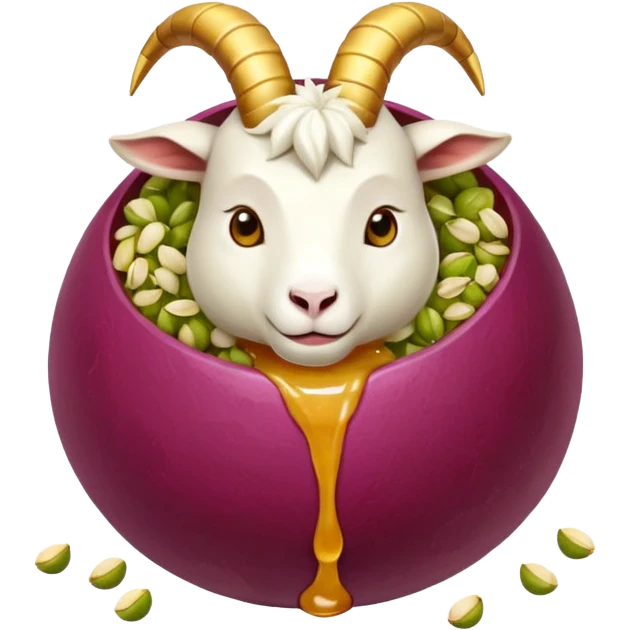 goat ball- a red seedless grade enrobed in goat cheese rolled in crushed pistachios and drizzled with honey emoji