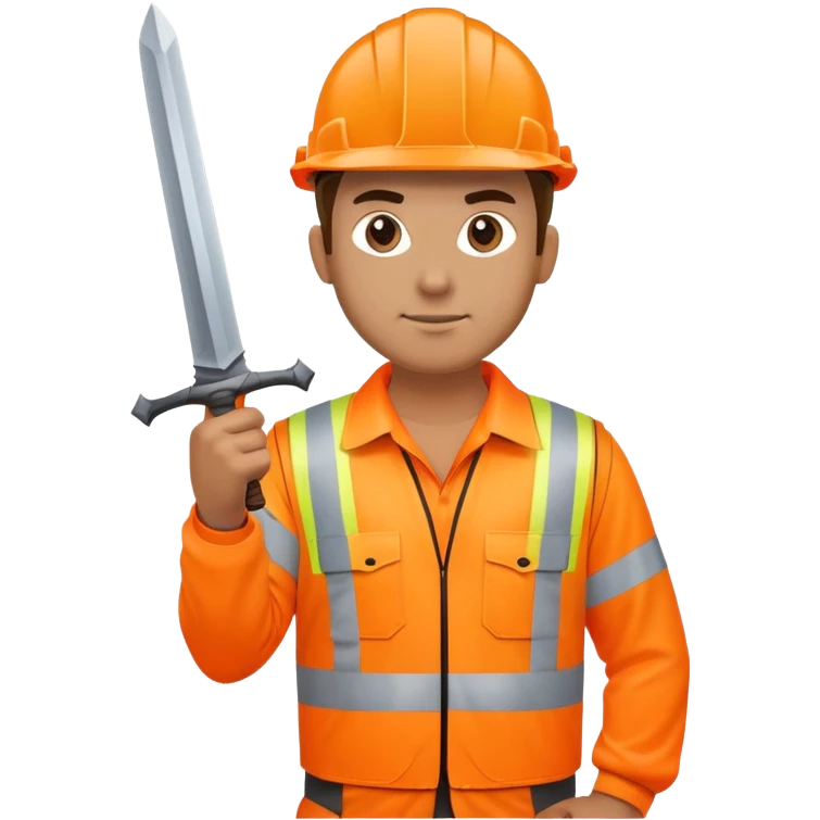 Telecoms engineer in orange hi vis with sword emoji