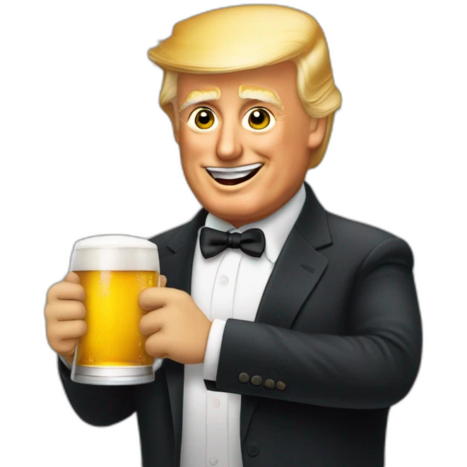 Trump qui boit une bière énorme emoji