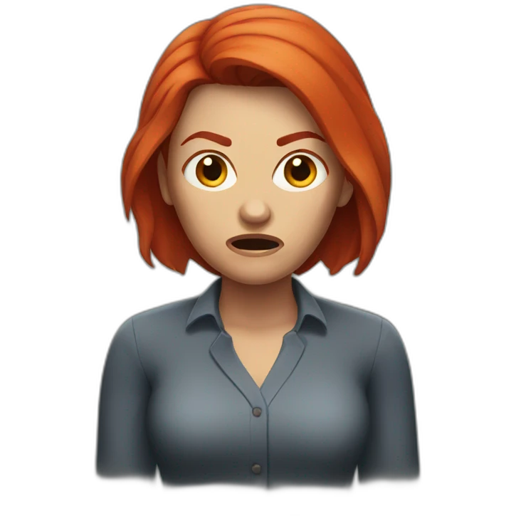 angry woman with short red hair emoji