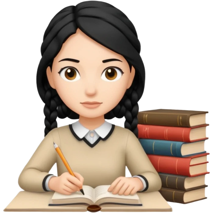 women working with paper and books simple black  braid hair emoji