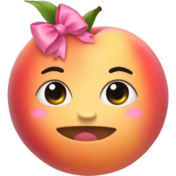 One Peach with a pink bow  emoji