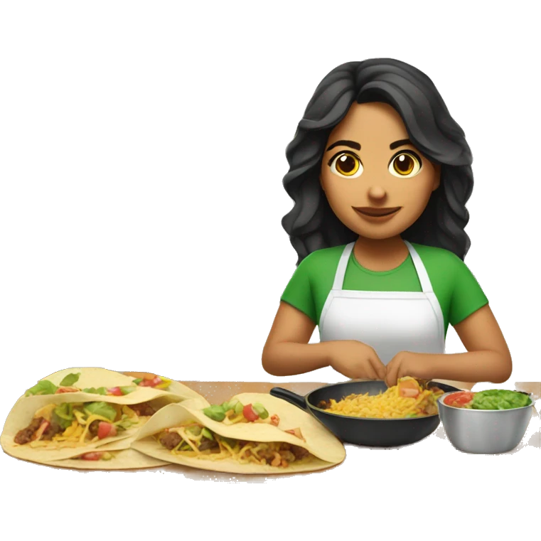 Mexican girl cooking tacos emoji