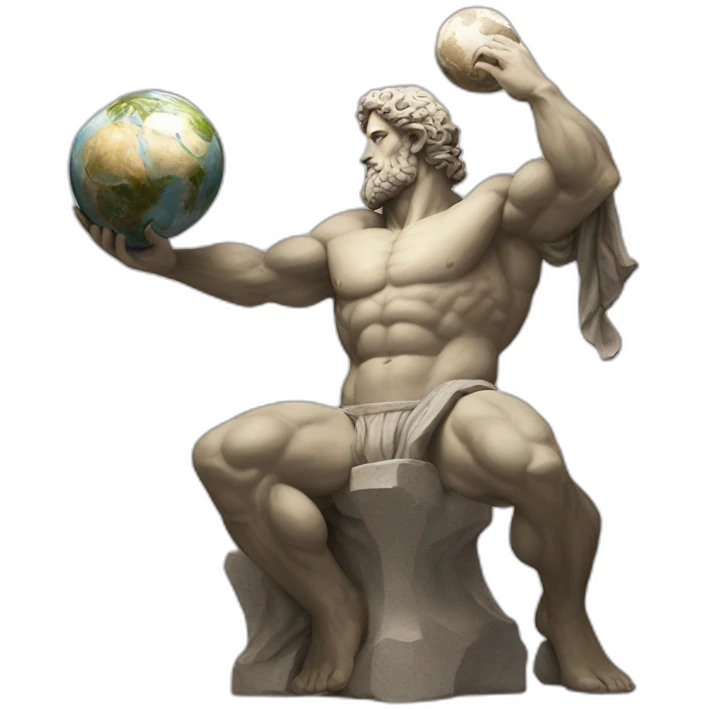 Sculpture of Atlas the Greek titan holding earth emoji