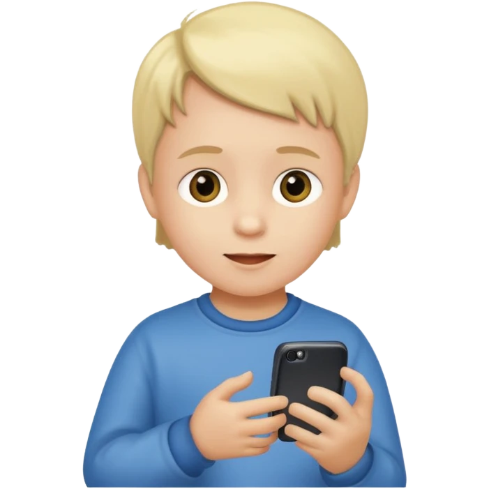un niño de entre 3 - 10 años jugando con su celular emoji