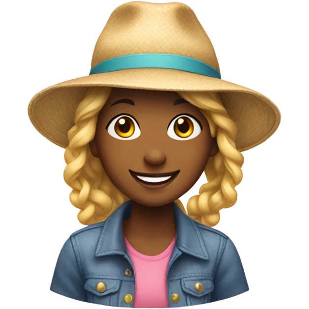 smiling girl in hat emoji