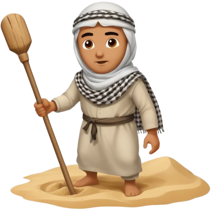 arab with stick looking for oil by banging stick in the sand emoji