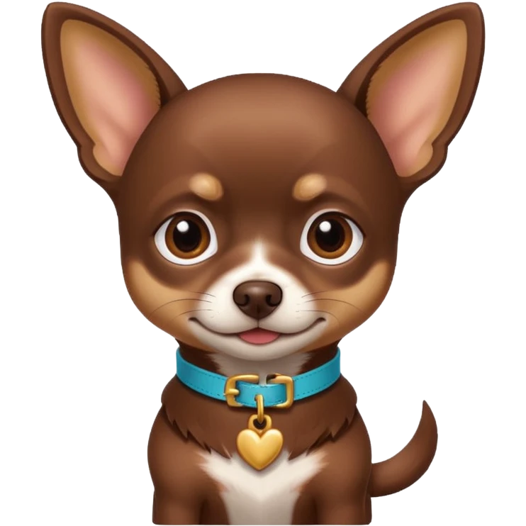 Chihuahua color chocolate, con un collar con su nombre "Charly" emoji