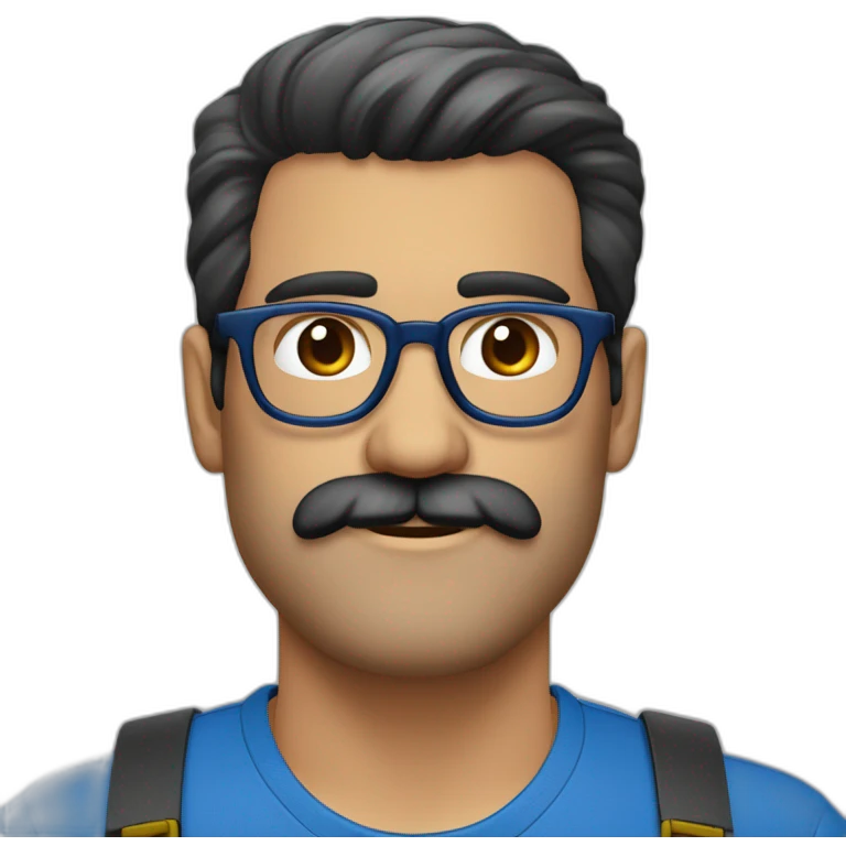 Hombre maduro  rubio con lentes azules redondos,  barba canosa emoji
