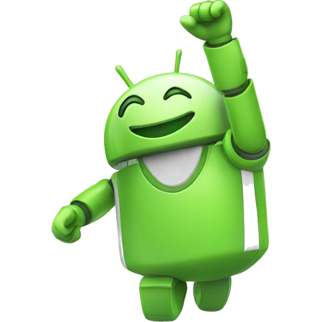 happy android mascot waving hi emoji