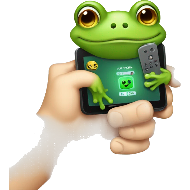 The frog holds a gaming phone in his hand emoji