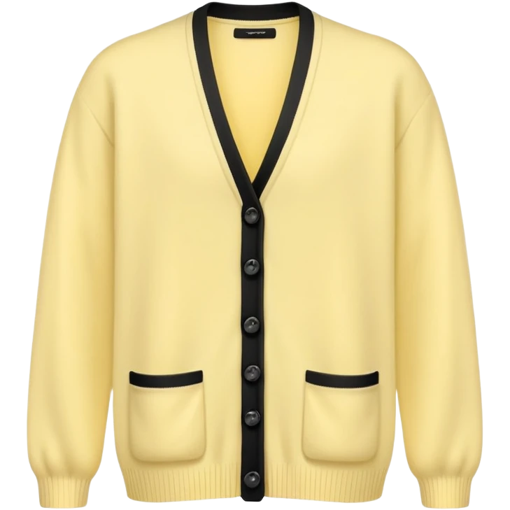 Pastel Yellow Cardigan with a line of black buttons  emoji