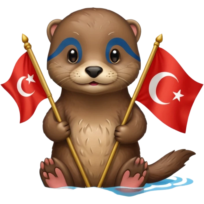 Otter with national flag of turkey emoji