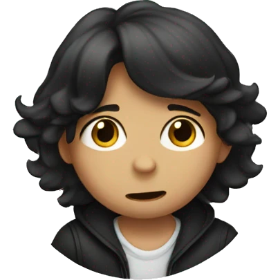 Young Boy with dark medium length hair singing  emoji