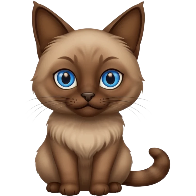 Brown siamese cat with blue squint eyes, full height emoji