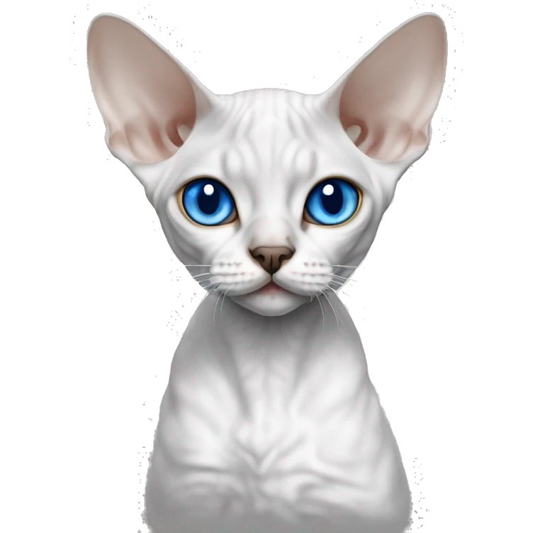 Devon Rex is white and gray with blue eyes emoji