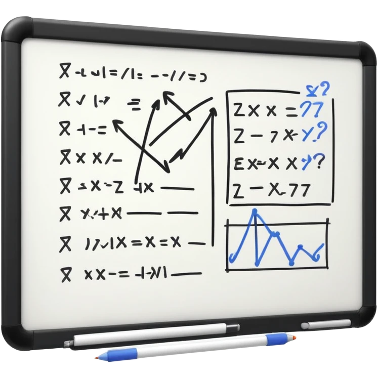 Whiteboard with wobbly lines indicating written notes emoji