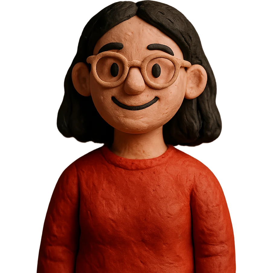 claymation style figure of mela.alm emoji