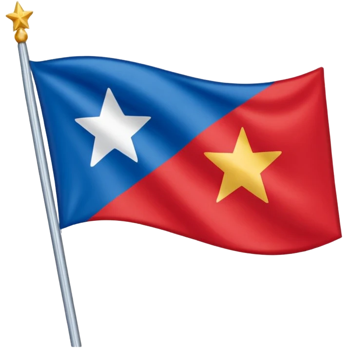 Bandeira vermelha, com uma faixa branca na diagonal cortando toda a bandeira, e uma estrela azul no meio emoji