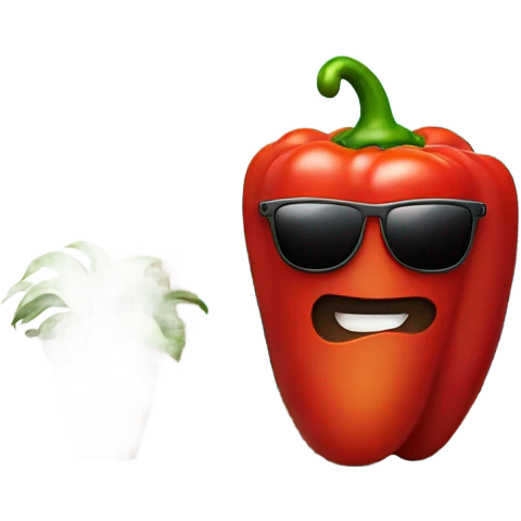 Red pepper with Mantel and sunglasses and necklace emoji