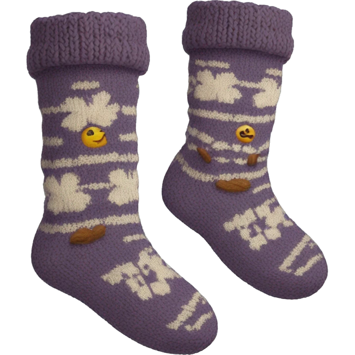 Cozy knitted winter pair of socks  emoji