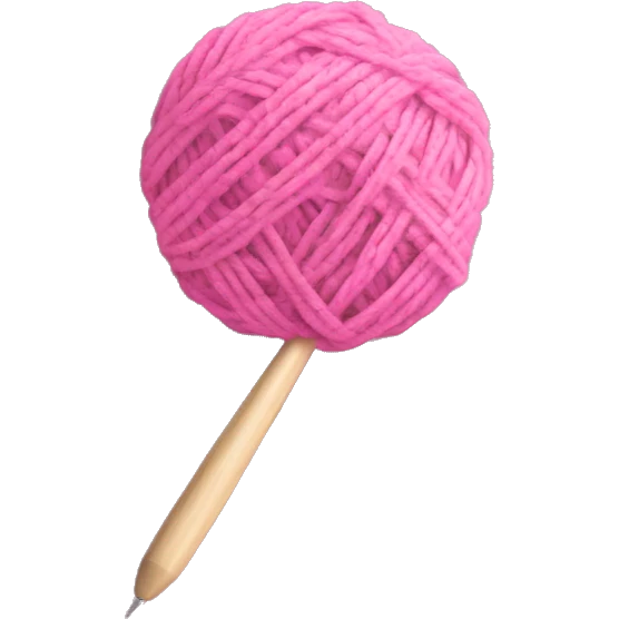 pink ball of yarn with crochet hook emoji