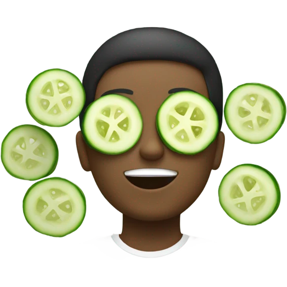 smiley relaxing wearing cucumbers  emoji