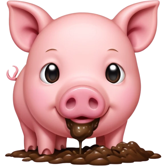 A pig eating poop emoji