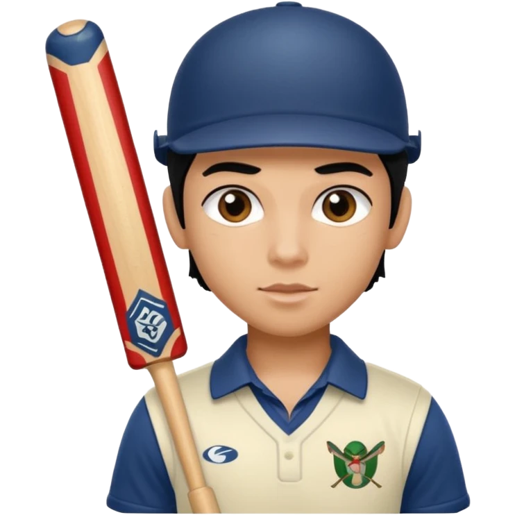 a pretty male bratz cricket player. black hair emoji