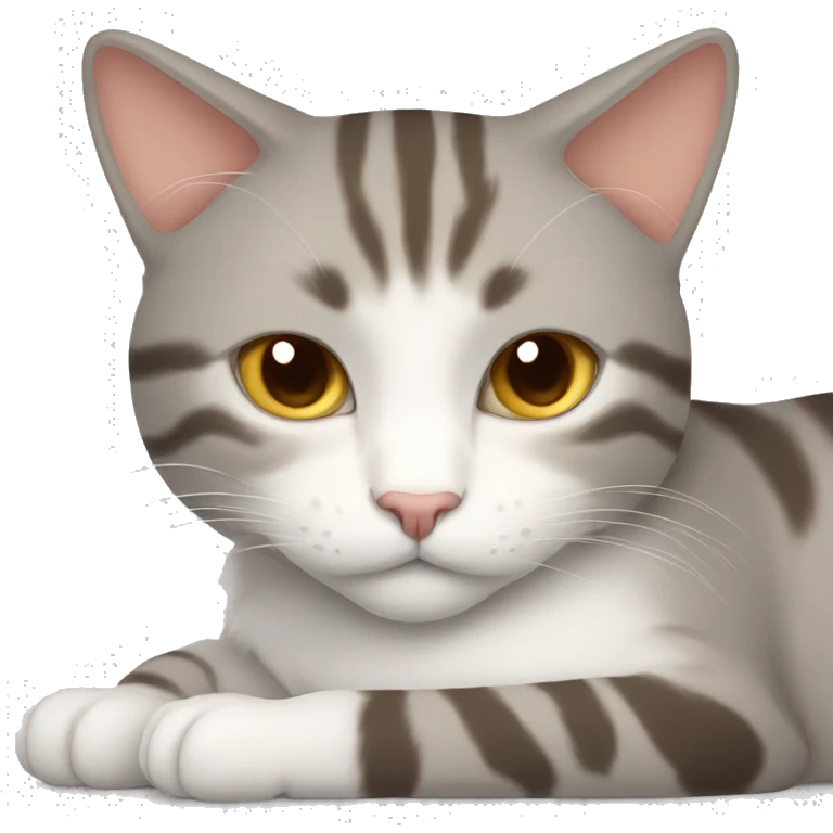 light gray/beige cat sleeping with girl auburn hair  emoji