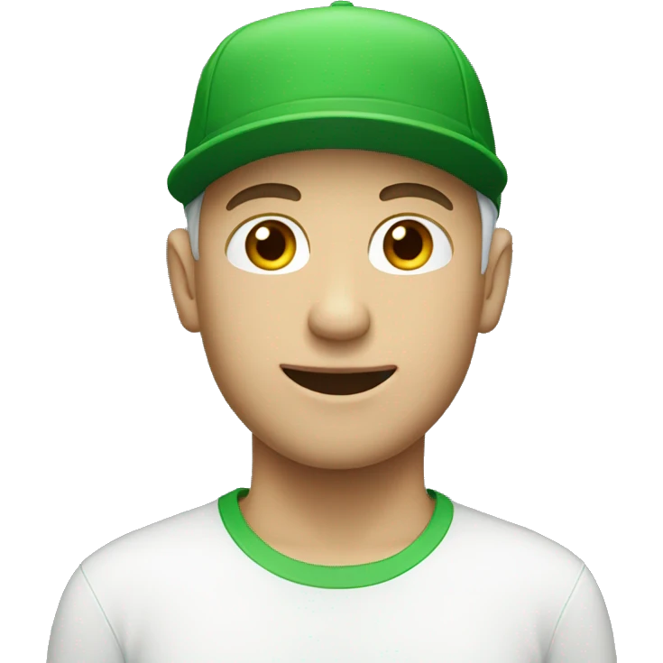 Guy in green cap with white skin emoji