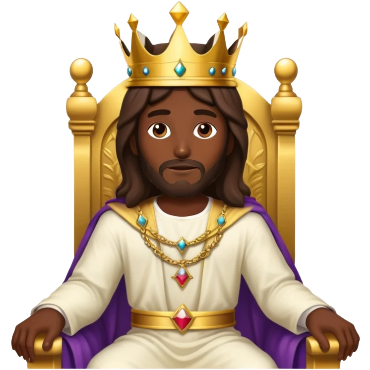 Dark skin Jesus on Throne with Gold crown  emoji
